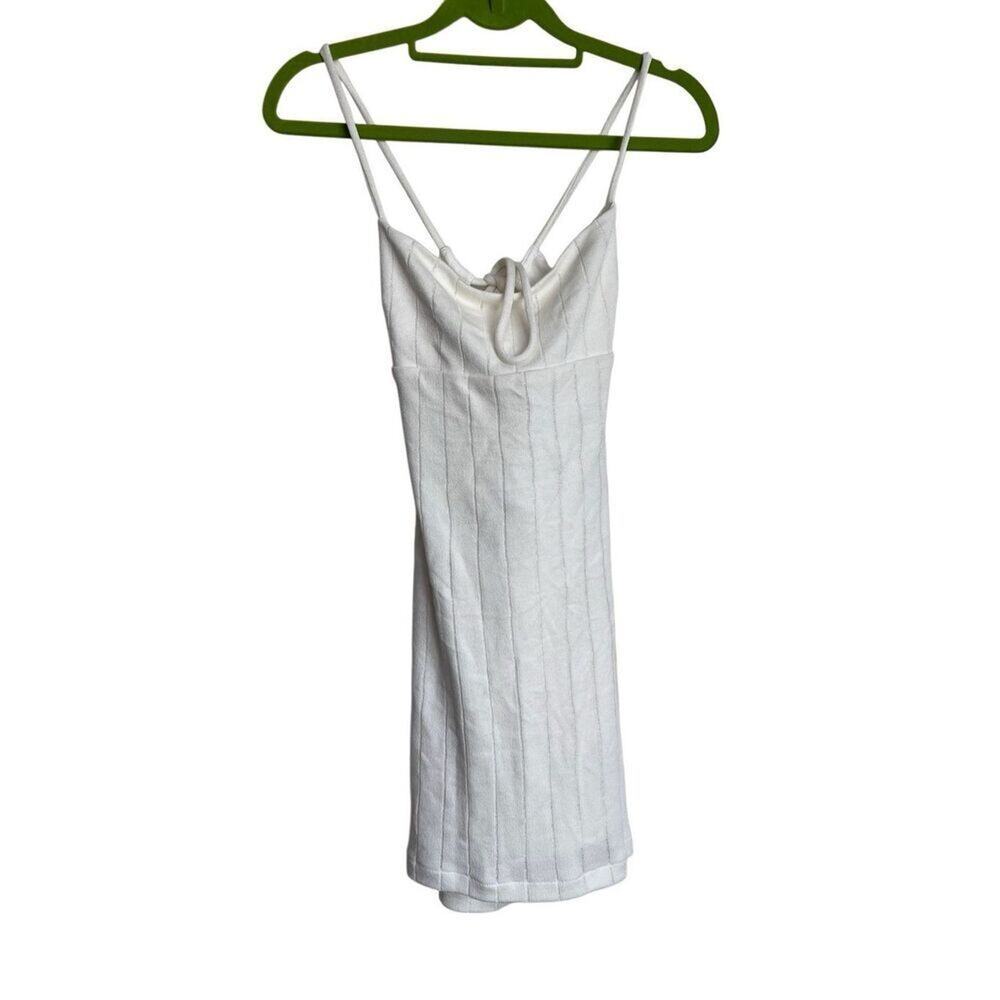 Revolve Rumer Mini Dress Small Women’s White Matilda Bodycon Tie Back Ribbed NWT